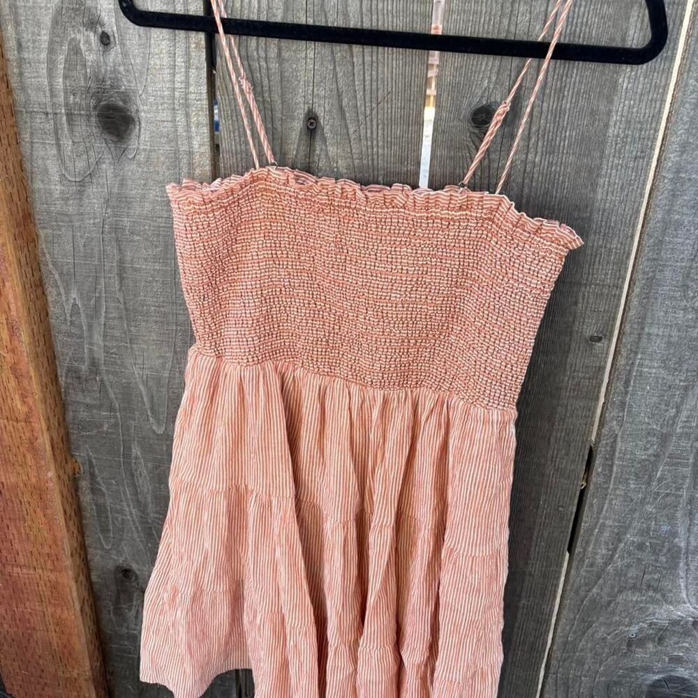 Canyon Land Mini Dress by Sage The Label orange and white pinstripe pattern. M